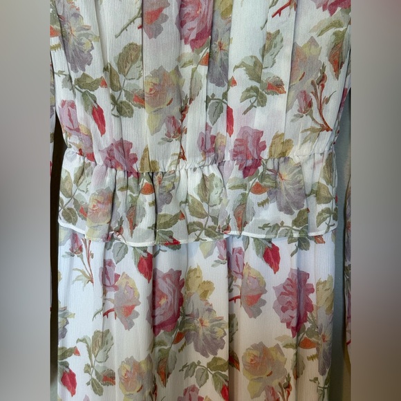 The Kooples Pink Floral Silk Ruffle Maxi Dress Luxury New Size 2 Medium $715 - Picture 5 of 12